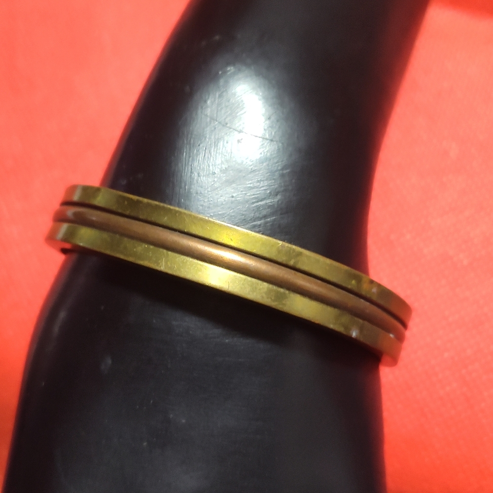 Solid Brass And Copper Vintage Cuff Bracelet